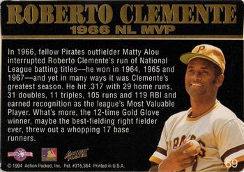 1994 Action Packed Minors #69 Roberto Clemente Back
