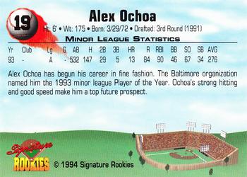 1994 Signature Rookies #19 Alex Ochoa Back