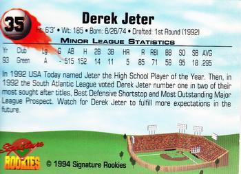1994 Signature Rookies #35 Derek Jeter Back