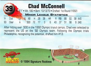 1994 Signature Rookies #39 Chad McConnell Back