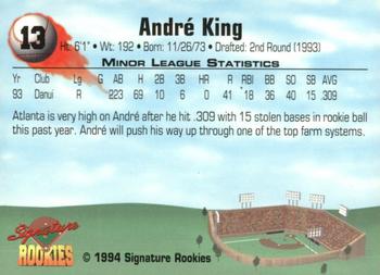 1994 Signature Rookies #13 Andre King Back