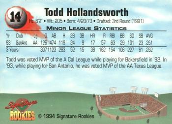 1994 Signature Rookies #14 Todd Hollandsworth Back