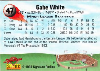 1994 Signature Rookies #47 Gabe White Back