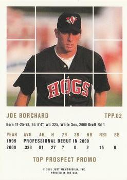2001 Just 2K1 Top Prospect Promos - Gold #TPP.02 Joe Borchard Back
