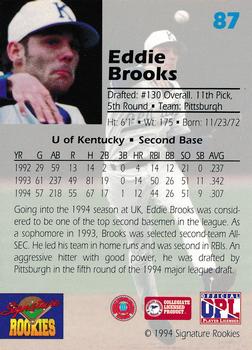 1994 Signature Rookies Draft Picks #87 Eddie Brooks Back