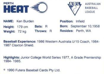 1989-90 Futera Perth Heat #NNO Ken Burden Back