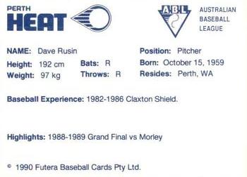 1989-90 Futera Perth Heat #NNO Dave Rusin Back