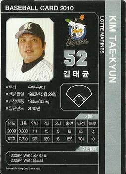 2010 Korean Baseball Organization Trading Card Game #AJ003 Tae-Kyun Kim Back