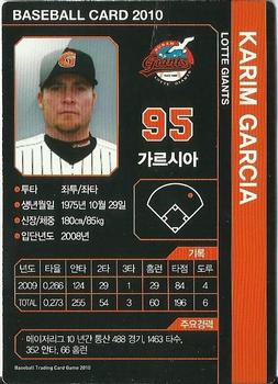 2010 Korean Baseball Organization Trading Card Game #AL001 Karim Garcia Back