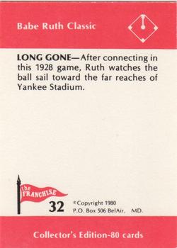 1980 Franchise Babe Ruth #32 Babe Ruth Back