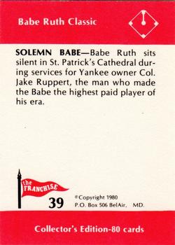 1980 Franchise Babe Ruth #39 Babe Ruth Back