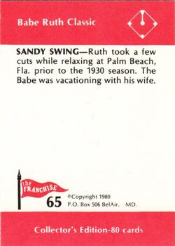 1980 Franchise Babe Ruth #65 Babe Ruth Back