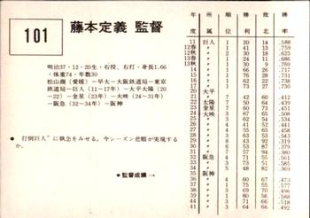 1967 Kabaya-Leaf (JF 4) #101 Sadayoshi Fujimoto Back