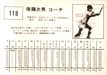 1967 Kabaya-Leaf (JF 4) #119 Tsuguo Goto Back