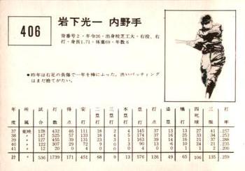 1967 Kabaya-Leaf (JF 4) #406 Koichi Iwashita Back