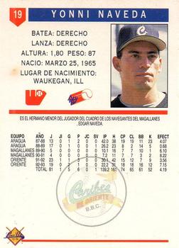 1993-94 Line Up Venezuelan Winter League #19 Yonni Naveda Back