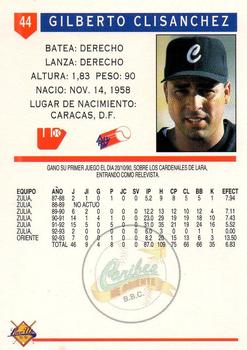 1993-94 Line Up Venezuelan Winter League #44 Gilberto Clisanchez Back