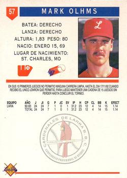1993-94 Line Up Venezuelan Winter League #57 Mark Ohlms Back