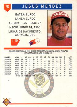 1993-94 Line Up Venezuelan Winter League #70 Jesus Mendez Back