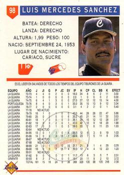 1993-94 Line Up Venezuelan Winter League #98 Luis Mercedes Sanchez Back