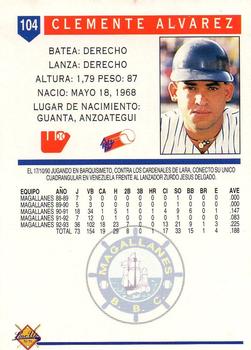 1993-94 Line Up Venezuelan Winter League #104 Clemente Alvarez Back
