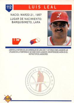 1993-94 Line Up Venezuelan Winter League #112 Luis Leal Back