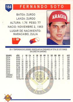 1993-94 Line Up Venezuelan Winter League #164 Fernando Soto Back