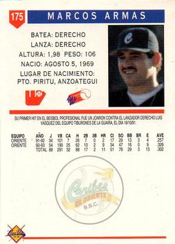 1993-94 Line Up Venezuelan Winter League #175 Marcos Armas Back