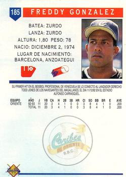 1993-94 Line Up Venezuelan Winter League #185 Freddy Gonzalez Back