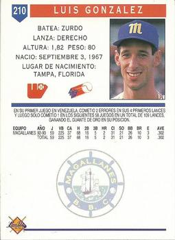 1993-94 Line Up Venezuelan Winter League #210 Luis Gonzalez Back