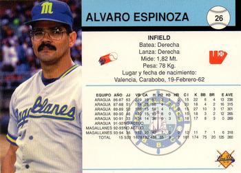 1994-95 Line Up Venezuelan Winter League #26 Alvaro Espinoza Back