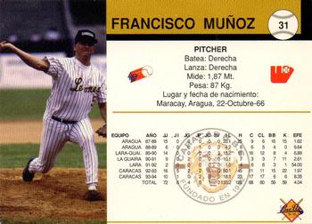 1994-95 Line Up Venezuelan Winter League #31 Francisco Munoz Back