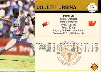 1994-95 Line Up Venezuelan Winter League #32 Ugueth Urbina Back