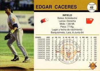 1994-95 Line Up Venezuelan Winter League #49 Edgar Caceres Back