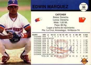 1994-95 Line Up Venezuelan Winter League #96 Edwin Marquez Back