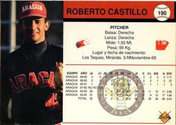 1994-95 Line Up Venezuelan Winter League #190 Roberto Castillo Back