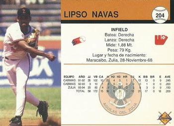 1994-95 Line Up Venezuelan Winter League #204 Lipso Nava Back