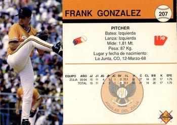 1994-95 Line Up Venezuelan Winter League #207 Frank Gonzalez Back