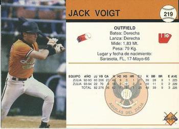 1994-95 Line Up Venezuelan Winter League #219 Jack Voigt Back