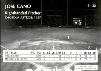 1994 Osceola Astros 10th Anniversary #6 Jose Cano Back