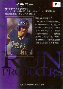 1997 BBM Diamond Heroes - Run Producers #R1 Ichiro Suzuki Back