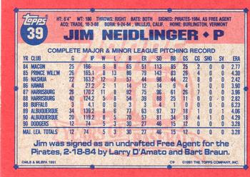 1991 Topps - Desert Shield #39 Jim Neidlinger Back