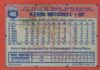 1991 Topps - Desert Shield #40 Kevin Mitchell Back