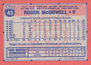 1991 Topps - Desert Shield #43 Roger McDowell Back