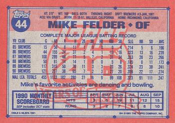 1991 Topps - Desert Shield #44 Mike Felder Back