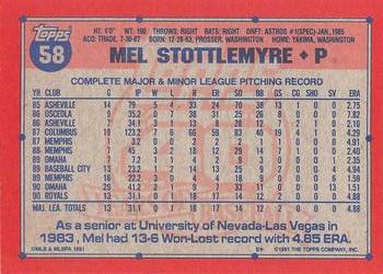 1991 Topps - Desert Shield #58 Mel Stottlemyre Back