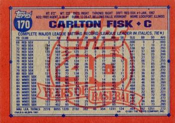 1991 Topps - Desert Shield #170 Carlton Fisk Back