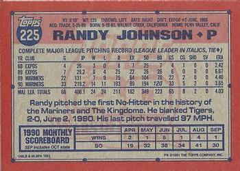 1991 Topps - Desert Shield #225 Randy Johnson Back