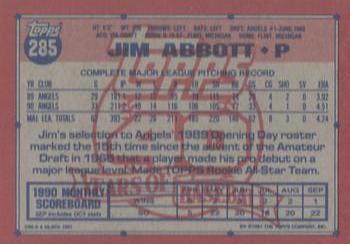1991 Topps - Desert Shield #285 Jim Abbott Back