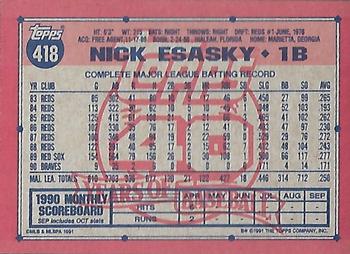 1991 Topps - Desert Shield #418 Nick Esasky Back